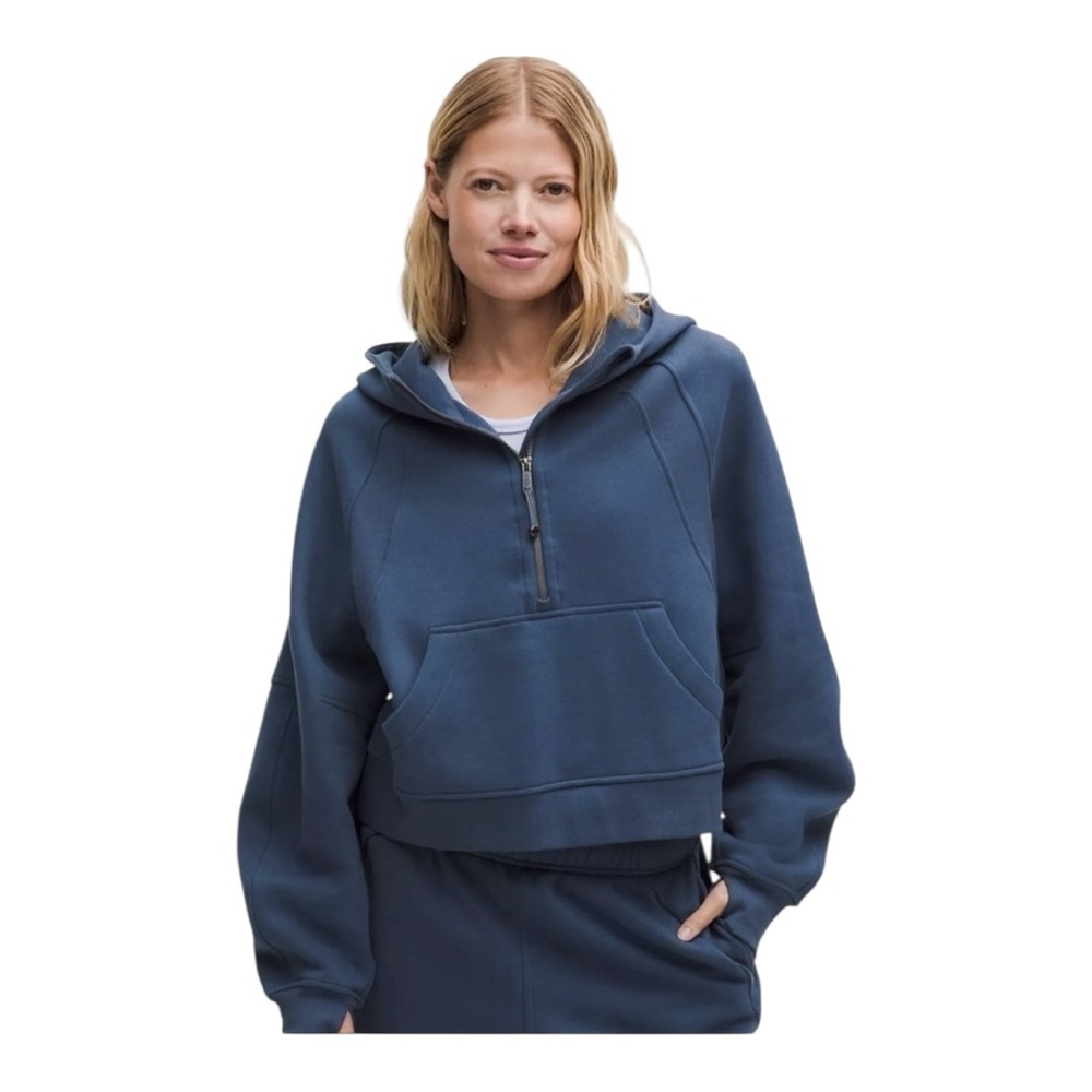 Lululemon Scuba Oversized Cropped Half Zip Hoodie M/L (8/10) Blue Twill NWT